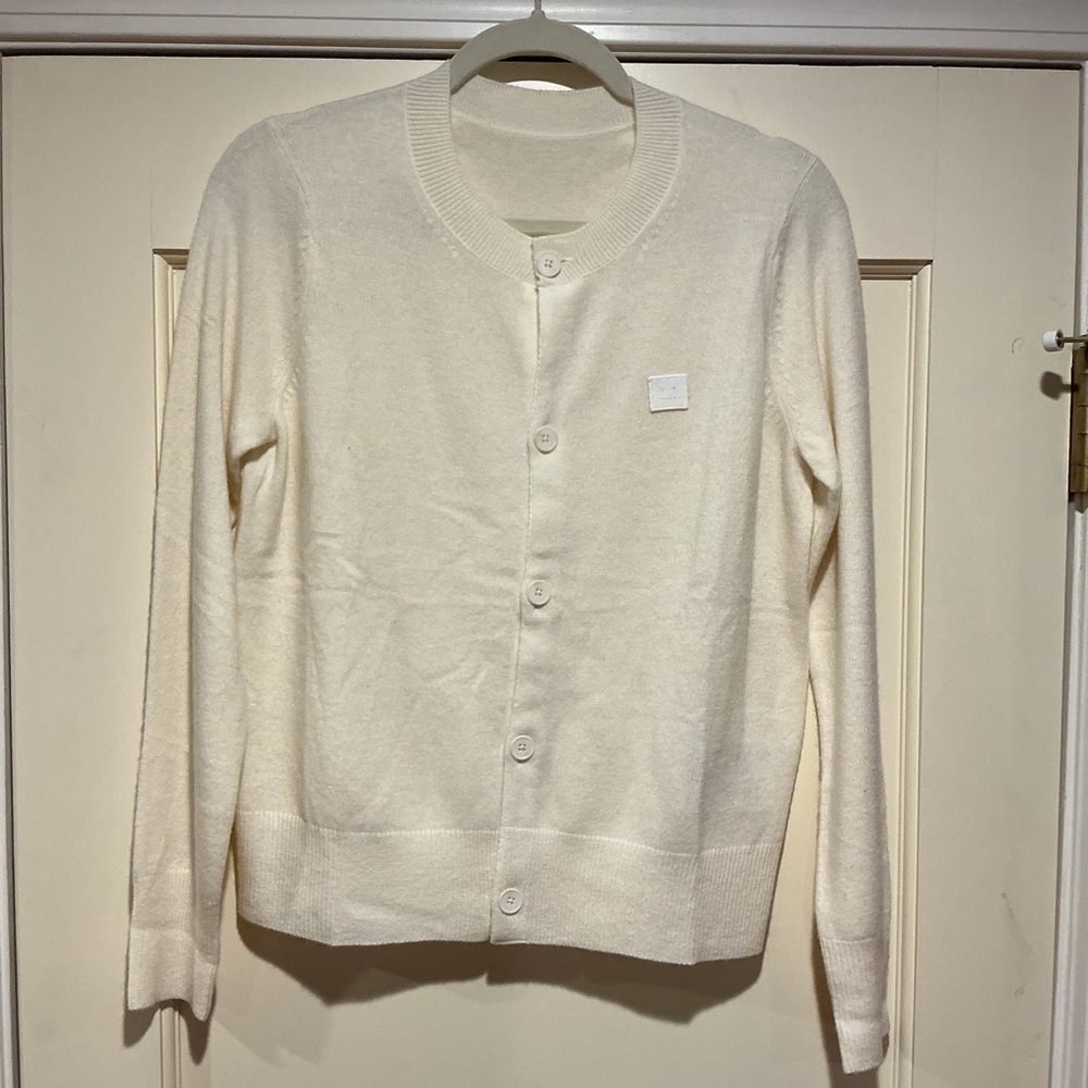 NWOT Acne Studios White Wool Cardigan Sweater, Size L